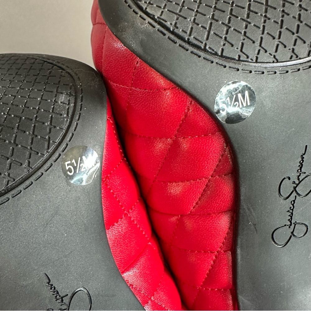 Jessica Simpson Parish7 Red Quilted Platform High Heels Pumps Sz 5.5 🍒 - Picture 10 of 15